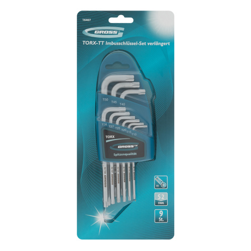 Набор ключей имбусовых Torx -TT, 9 шт: T10-T50, удлиненные, S2, сатинированные Gross по ценам производителя в Уфе с доставкой по всей России
