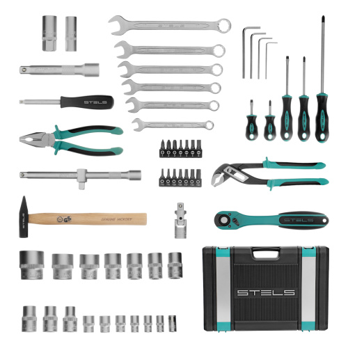 Набор инструментов, 1/2", Cr-V, S2, усиленный кейс, 58 предметов Stels по ценам производителя в Уфе с доставкой по всей России