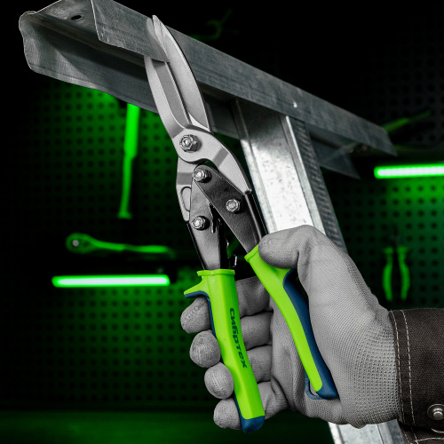 Ножницы по металлу, удлиненные, 285 мм, пряморежущие, двухкомпонентные обрезиненные рукоятки Сибртех по ценам производителя в Уфе с доставкой по всей России