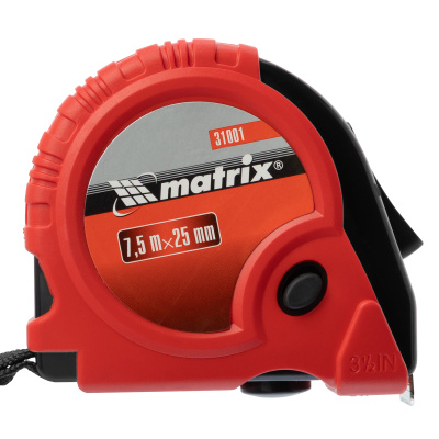 Рулетка Rubber,7,5 м х 25 мм,обрезиненный корпус Matrix по ценам производителя в Уфе с доставкой по всей России
