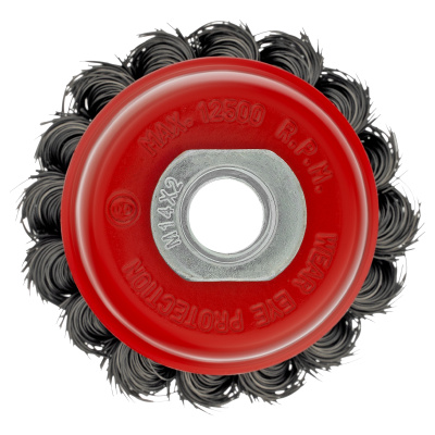 Щетка для УШМ, 65 мм, М14, "чашка", крученая проволока 0.35 мм Matrix по ценам производителя в Уфе с доставкой по всей России