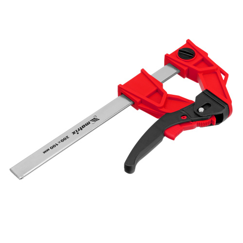 Струбцина реечная быстрозажимная, усиленная, пластиковый корпус рычажно-храповой механизм, 200 х 100 х 351 мм, штанга 5 х 22 мм Matrix по ценам производителя в Уфе с доставкой по всей России