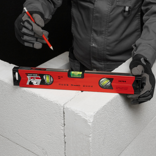 Уровень алюминиевый магнитный, 400 мм, фрезерованный, 3 глазка (1 зеркальный) усиленный Matrix по ценам производителя в Уфе с доставкой по всей России