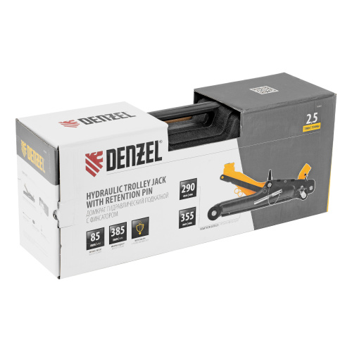 Домкрат гидравлический подкатной с фиксатором, 2,5 т,  85-385 мм, в пласт. кейсе Denzel по ценам производителя в Уфе с доставкой по всей России