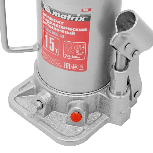 Домкрат гидравлический бутылочный, 15 т, высота подъема 230-460 мм Matrix по ценам производителя в Уфе с доставкой по всей России
