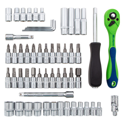 Набор инструментов 56 предметов, CrV, 1/4" Сибртех по ценам производителя в Уфе с доставкой по всей России