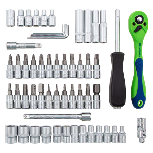 Набор инструментов 56 предметов, CrV, 1/4" Сибртех по ценам производителя в Уфе с доставкой по всей России