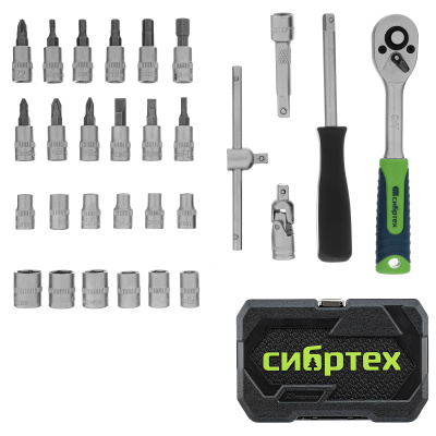 Набор инструментов, 1/4", пластиковый кейс, 29 предметов Сибртех по ценам производителя в Уфе с доставкой по всей России
