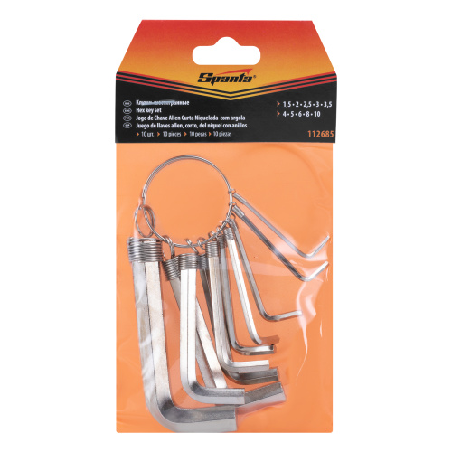Набор ключей имбусовых HEX, 1.5-10 мм, CrV, 10 шт, никелированный, на кольце Sparta по ценам производителя в Уфе с доставкой по всей России