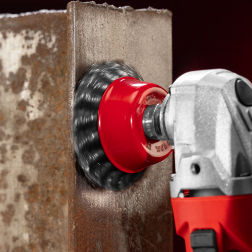 Щетка для УШМ, 75 мм, М14, "чашка", крученая проволока 0.5 мм Matrix по ценам производителя в Уфе с доставкой по всей России