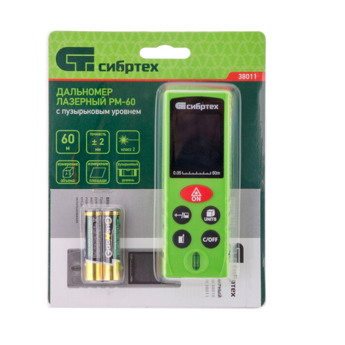 Лазерный дальномер PM-60,60 м,с пузырьковым уровнем Сибртех по ценам производителя в Уфе с доставкой по всей России