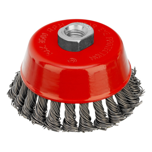 Щетка для УШМ, 100 мм, М14, "чашка", крученая проволока 0.8 мм Matrix по ценам производителя в Уфе с доставкой по всей России