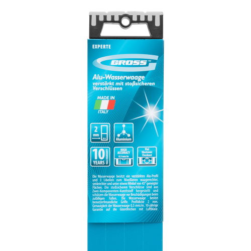 Уровень алюминиевый, 2000 мм, усиленный с ударопрочными заглушками, рукоятки, 3 глазка Gross по ценам производителя в Уфе с доставкой по всей России