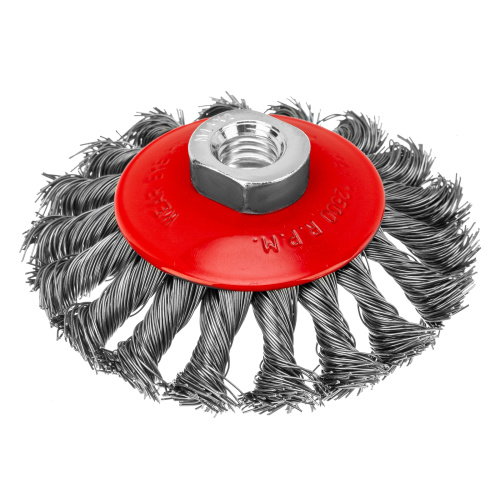 Щетка для УШМ, 100 мм, М14, "тарелка", крученая проволока 0.5 мм Matrix по ценам производителя в Уфе с доставкой по всей России