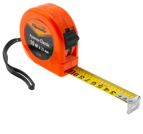 Рулетка Classic,10 м х 25 мм,пластиковый корпус Sparta по ценам производителя в Уфе с доставкой по всей России