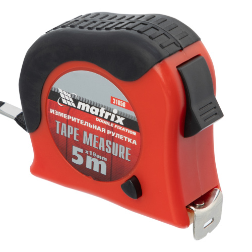 Рулетка Double fixation,5 м х 19 мм,обрезиненный корпус,двойная плавная фиксация Matrix по ценам производителя в Уфе с доставкой по всей России