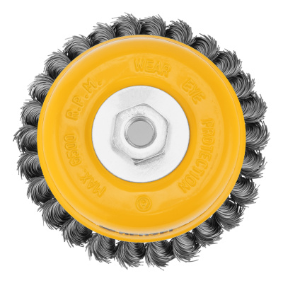 Щетка для УШМ, 125 мм, "Чашка", крученая нержавеющая проволока 0.5 мм, М14 Denzel по ценам производителя в Уфе с доставкой по всей России