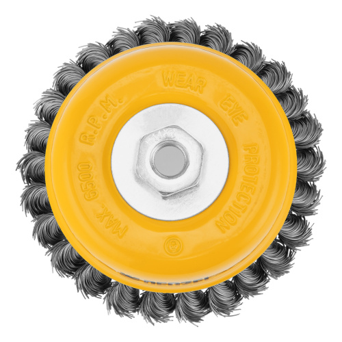 Щетка для УШМ, 125 мм, "Чашка", крученая нержавеющая проволока 0.5 мм, М14 Denzel по ценам производителя в Уфе с доставкой по всей России