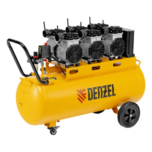 Компрессор безмасляный, малошумный DLS 3300/100, 3300 Вт,3x1100, 100 л, 570 л/мин ,блок управления Denzel по ценам производителя в Уфе с доставкой по всей России