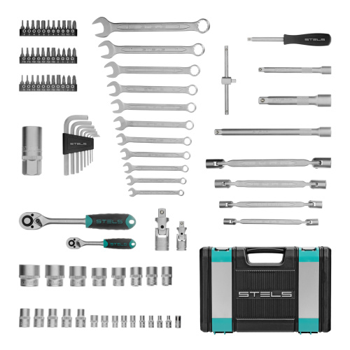 Набор инструментов, 1/2", 1/4", CrV, пластиковый кейс 88 предметов Stels по ценам производителя в Уфе с доставкой по всей России