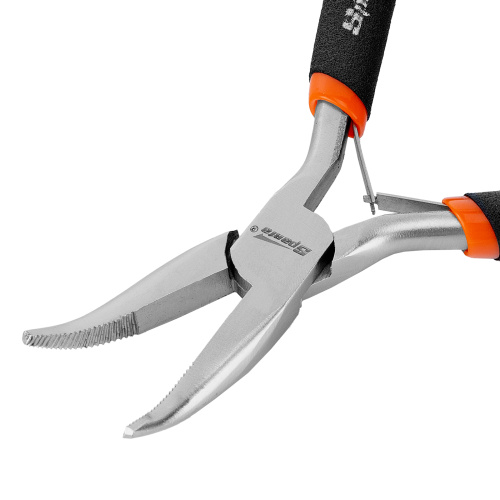 Длинногубцы изогнутые Mini, 130 мм, никелированные, авторазжим Sparta по ценам производителя в Уфе с доставкой по всей России