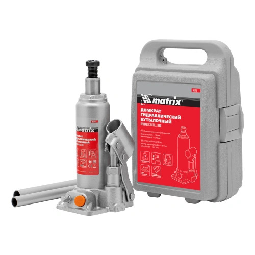 Домкрат гидравлический бутылочный, 2 т, h подъема 181-345 мм, в пластиковом кейсе Matrix по ценам производителя в Уфе с доставкой по всей России