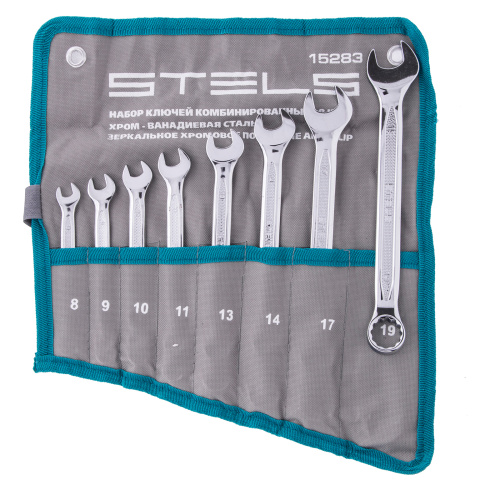 Набор ключей комбинированных 8 шт, 8-19 мм,  антислип Stels по ценам производителя в Уфе с доставкой по всей России