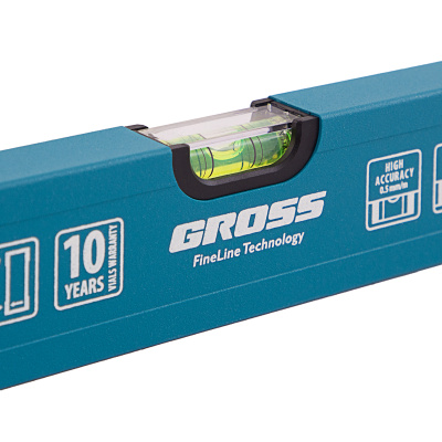 Уровень алюминиевый усиленный, 1200 мм, 3 глазка Gross по ценам производителя в Уфе с доставкой по всей России