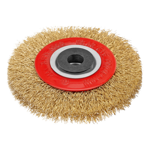 Щетка для точила, 100 мм, посадка 20 мм, плоская, латунир. витая проволока Matrix по ценам производителя в Уфе с доставкой по всей России