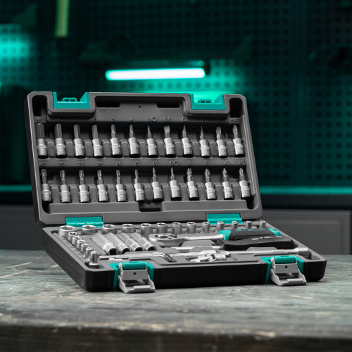Набор инструментов, 1/4", CrV, пластиковый кейс 57 предметов Stels по ценам производителя в Уфе с доставкой по всей России