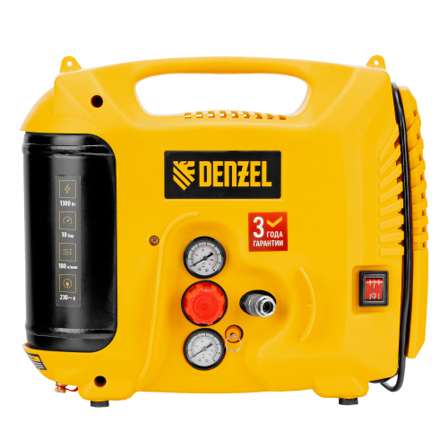 Компрессор воздушный DL1300, 10 бар, 1,3 кВт 180 л/мин 5 л, с набором аксессуаров Denzel по ценам производителя в Уфе с доставкой по всей России