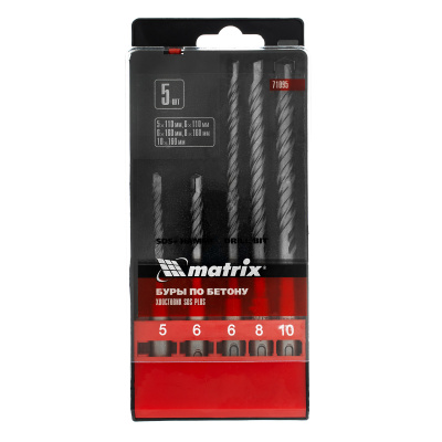 Набор буров по бетону, 5-6 х 110.6-8-10 х 160 мм, 5 шт, в пластиковой коробке, SDS Plus Matrix по ценам производителя в Уфе с доставкой по всей России