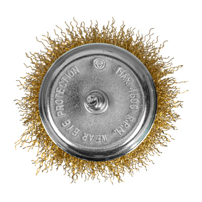 Щетка для дрели, 75 мм, "чашка" со шпилькой, латунированная витая проволока Matrix по ценам производителя в Уфе с доставкой по всей России