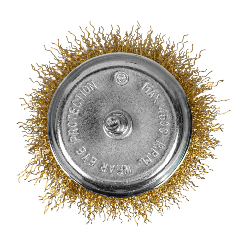 Щетка для дрели, 75 мм, "чашка" со шпилькой, латунированная витая проволока Matrix по ценам производителя в Уфе с доставкой по всей России