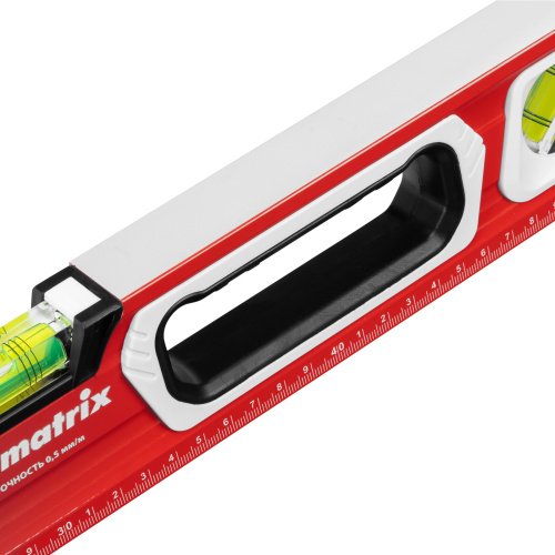 Уровень алюминиевый, магнит, фрезерованный, 3 глазка (1 зеркальный) двухкомпонентные рукоятки, 600 мм Matrix по ценам производителя в Уфе с доставкой по всей России