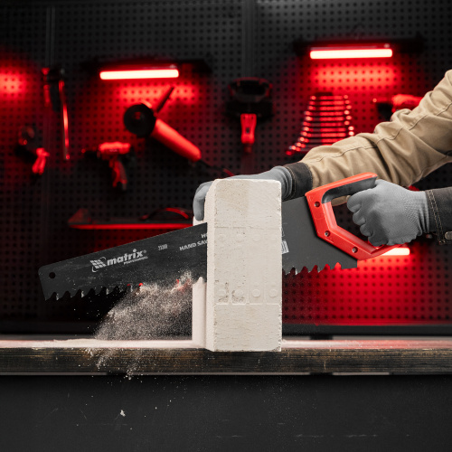 Ножовка по пенобетону, 500 мм, защитное покрытие, твердосплавные напайки на зубья, двухкомпонентная рукоятка Matrix по ценам производителя в Уфе с доставкой по всей России