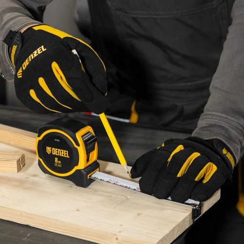 Рулетка 8м х 25мм, двухкомп. корпус, магнитный обрезиненный зацеп Denzel по ценам производителя в Уфе с доставкой по всей России