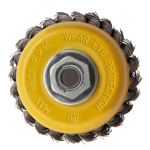 Щетка для УШМ, 100 мм, "Чашка", крученая нержавеющая проволока 0.5 мм, М14 Denzel по ценам производителя в Уфе с доставкой по всей России