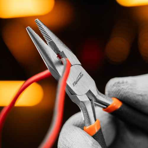 Длинногубцы прямые Mini, 130 мм, никелированные, авторазжим Sparta по ценам производителя в Уфе с доставкой по всей России