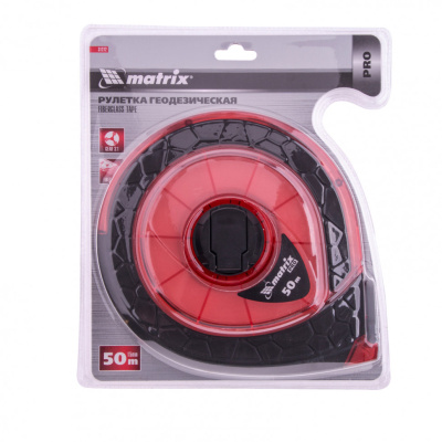 Рулетка геодезическая 50 м х 15 мм, закрытый корпус, фибергласовая лента, двусторонняя шкала, Pro Matrix по ценам производителя в Уфе с доставкой по всей России