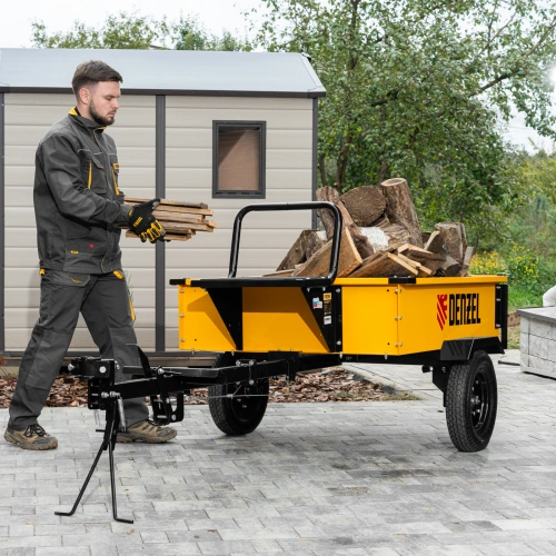 Прицеп для мотоблока TT-500, оцинк., груз. 500 кг, рег. сцепка, колеса 4.00-10, в упаковке Denzel по ценам производителя в Уфе с доставкой по всей России