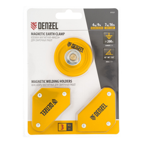 Набор из 2 магнитных сварочных фиксаторов и магнитной клеммы "масса" Denzel по ценам производителя в Уфе с доставкой по всей России