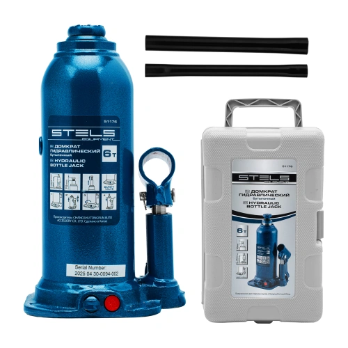 Домкрат гидравлический бутылочный, 6 т, h подъема 207-404 мм, в пластиковом кейсе Stels по ценам производителя в Уфе с доставкой по всей России