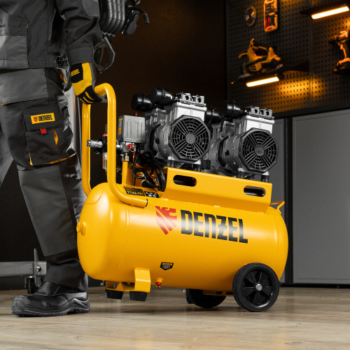 Компрессор безмасляный, малошумный DLS 2200/50, 2200 Вт, 2x1100, 50 л, 380 л/мин Denzel по ценам производителя в Уфе с доставкой по всей России