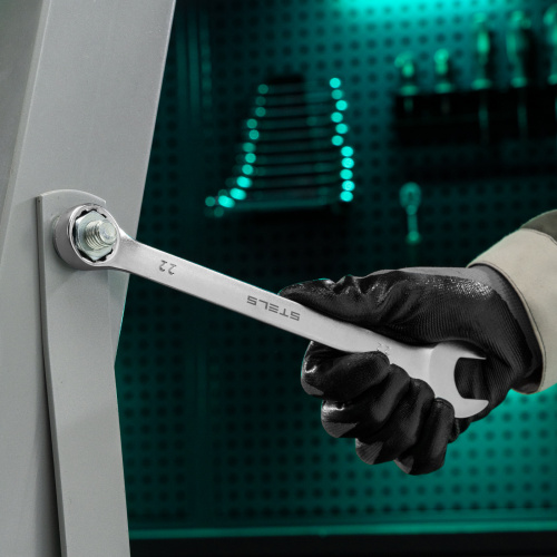 Ключ комбинированный, 22 мм, CrV, матовый хром Stels по ценам производителя в Уфе с доставкой по всей России