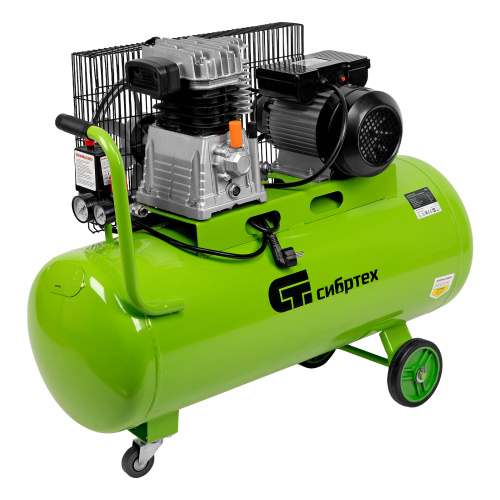 Компрессор воздушный КР-2200/100, 2.2 кВт, 350 л/мин, 100 л, ременной привод, масляный Сибртех по ценам производителя в Уфе с доставкой по всей России
