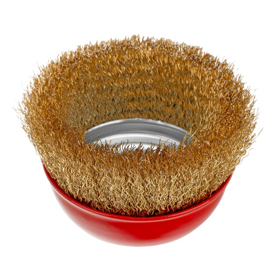 Щетка для УШМ, 100 мм, М14, "чашка", латунированная витая проволока Matrix по ценам производителя в Уфе с доставкой по всей России