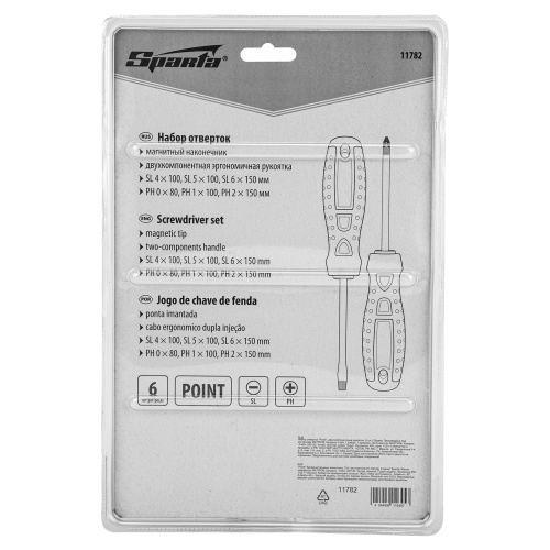 Набор отверток "Point", CrV, двухкомпонентные рукоятки, 6 шт, Sparta по ценам производителя в Уфе с доставкой по всей России