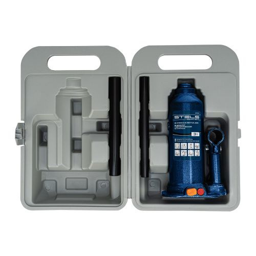 Домкрат гидравлический бутылочный, 3 т, h подъема 188-363 мм, в пластиковом кейсе Stels купить в Москве с доставкой по всей России | ProtosMarket.ru