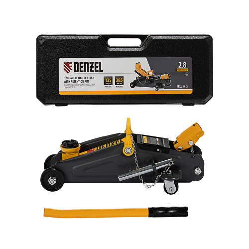 Домкрат гидравлический подкатной с фиксатором, 2,8 т, 135-385 мм, в кейсе Denzel по ценам производителя в Уфе с доставкой по всей России